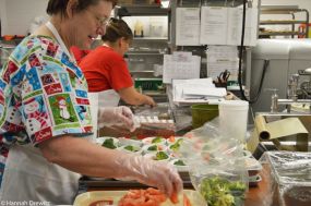 The lunch team assembles quality lunches for Cobbler students. Photo by Hannah Drewitz.