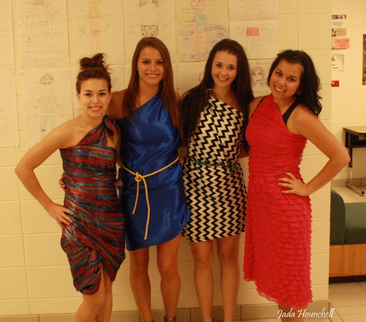 Some of last year's senior ladies created far more colorful togas than one might have seen in ancient Greece. Photo by Jada Hounchell