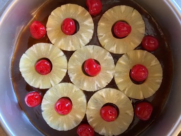 upside down pineapple cake in process 1